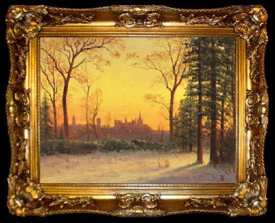 framed  Albert Bierstadt View of the Parliament Buildings from the Grounds of Rideau Halls, ta009-2